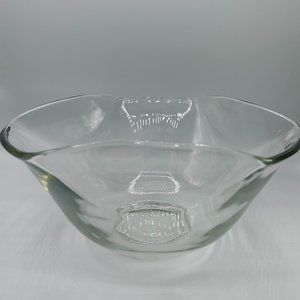 Vintage Clear Glass Crimped Wavy Ruffled Salad Fruit Halloween Candy Bowl 9"